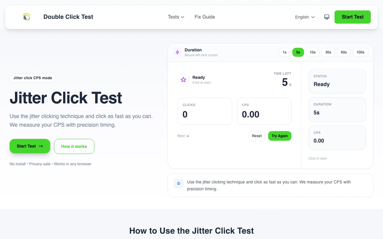 Jitter Click Test Screenshot