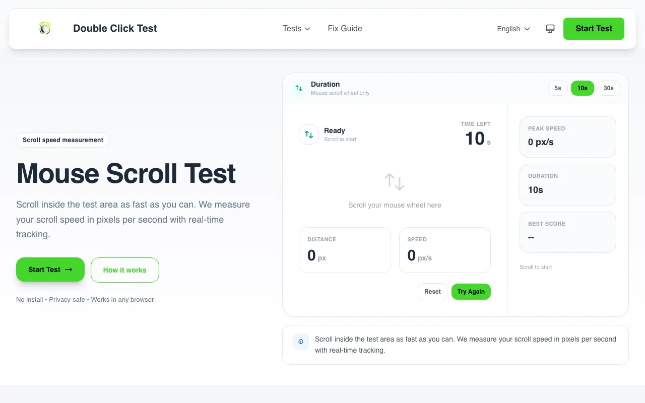 Scroll Test Screenshot